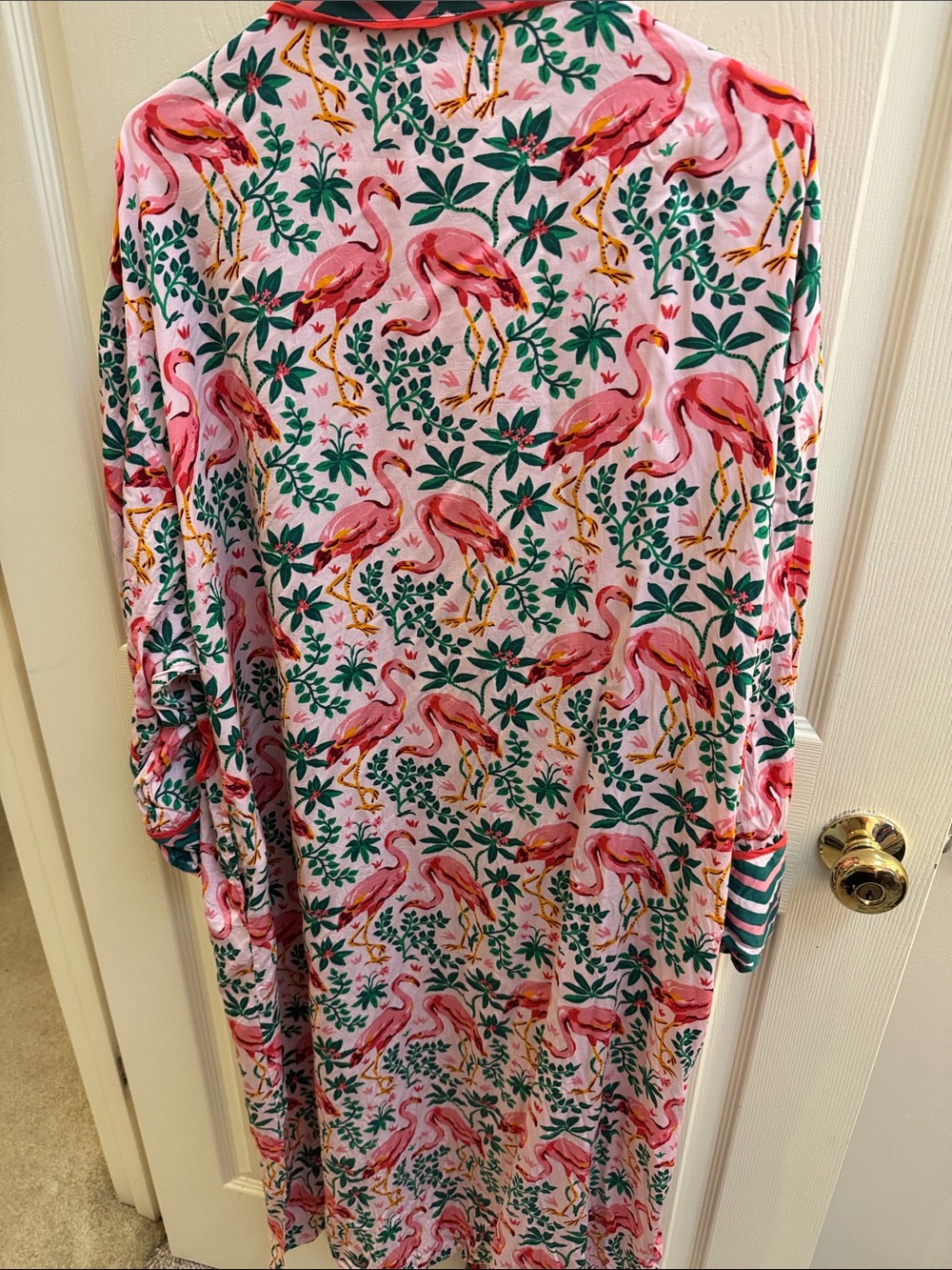 Printfresh Pink Flamingo & Green Leaf Lightweight Robe - Picture 4 of 4